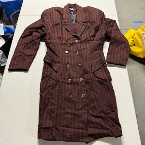 Vintage Y2K Brown Double-Breasted Brown long sleeve Trench Coat Ruched Pockets